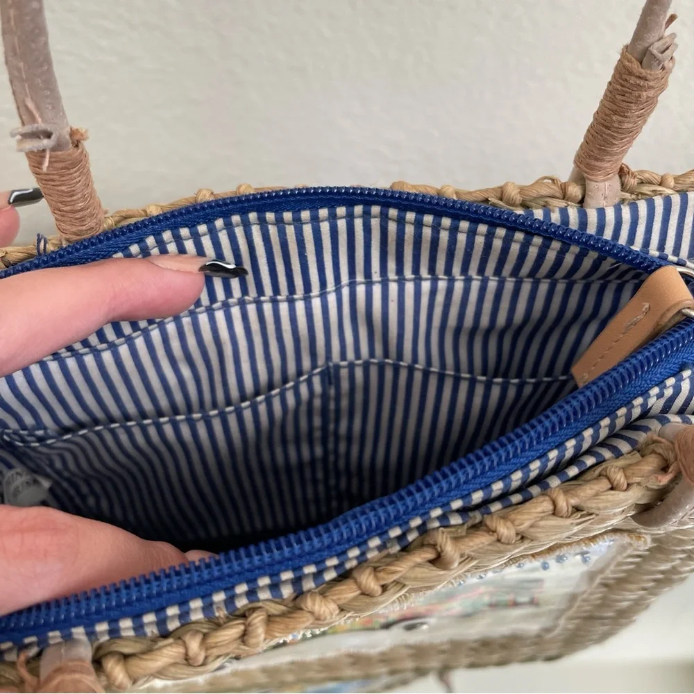 Vintage Y2K Beach Surf Volkswagen Bug Corn Husk Wicker Small Handbag Purse - Picture 12 of 13